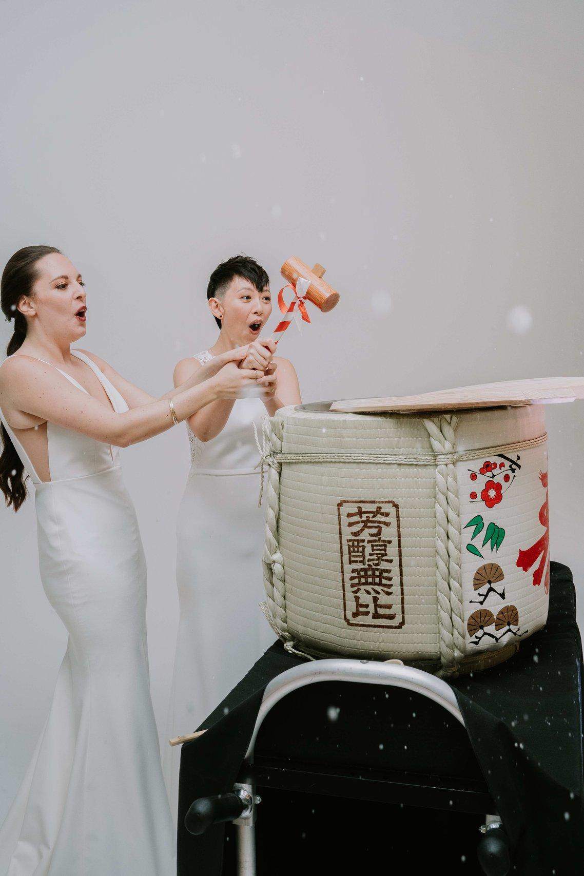 The brides stood together