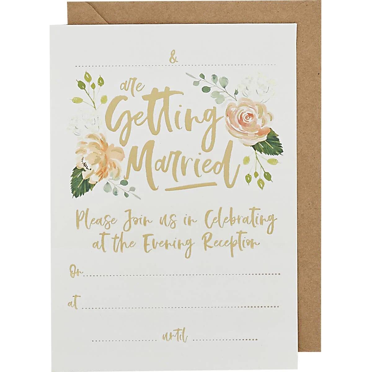 Gold and floral wedding invitations