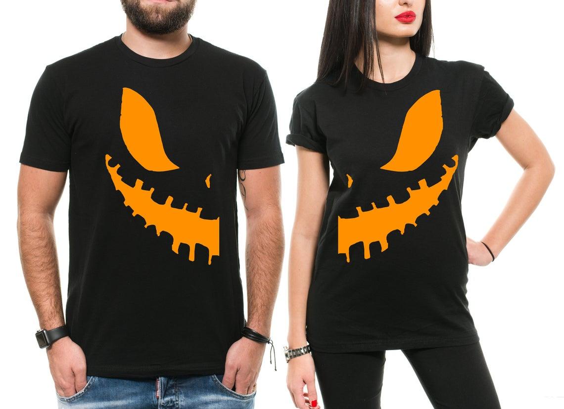 Couples Halloween Costumes pumpkin t-shirt 