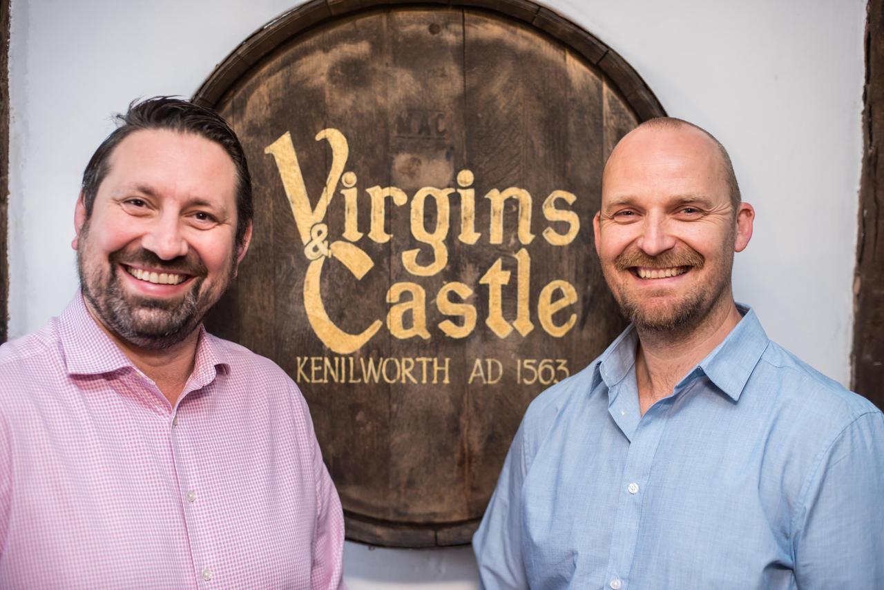 Marc Hornby and Jonathan Carter-Morris outside the pub they run called the Virgins and Castle