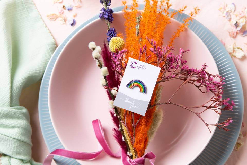 Charity Wedding Favours - rainbow pin