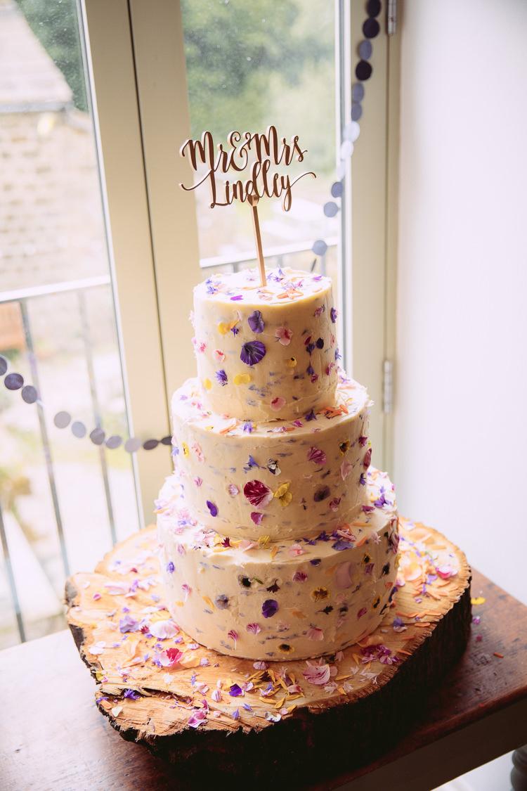 Dried petal buttercream wedding cake
