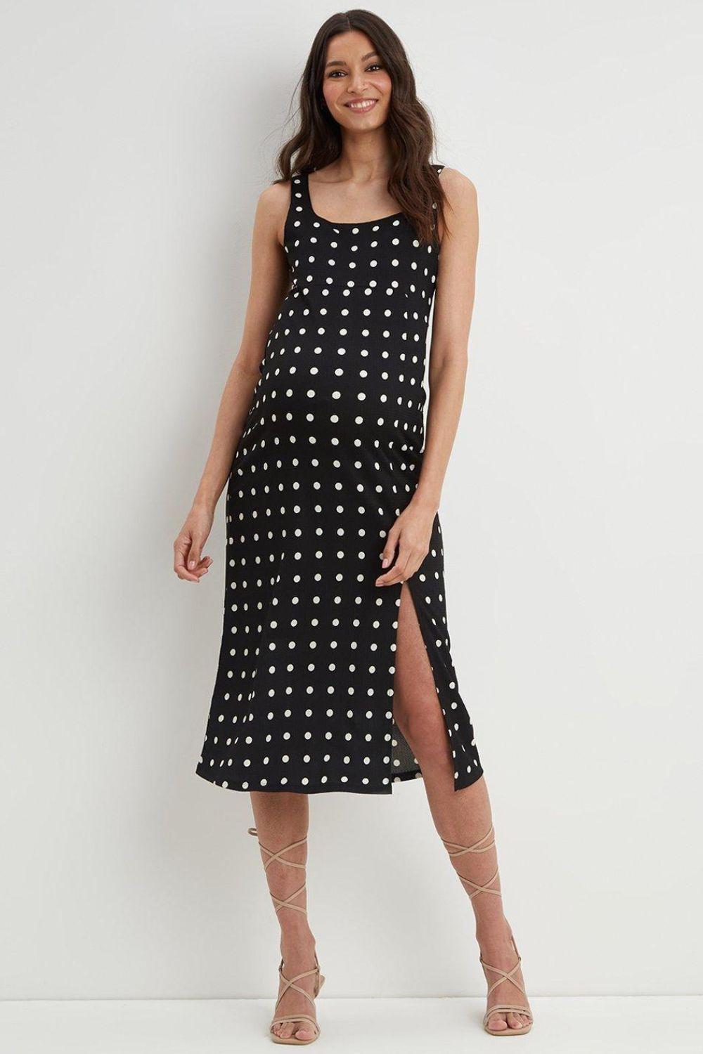 maternity black and white polka dot  cheap wedding guest dress