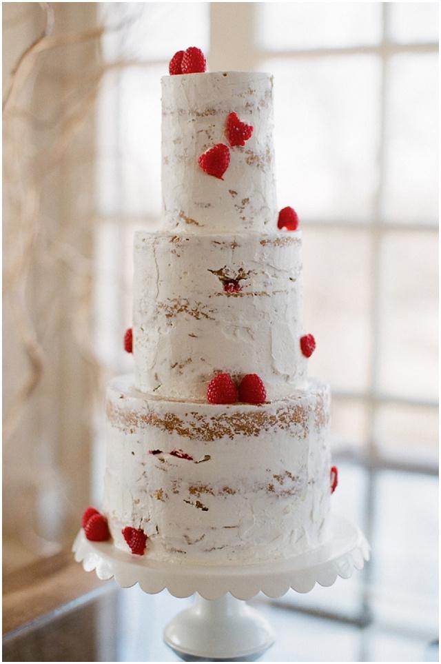 Raspberry simple wedding cake