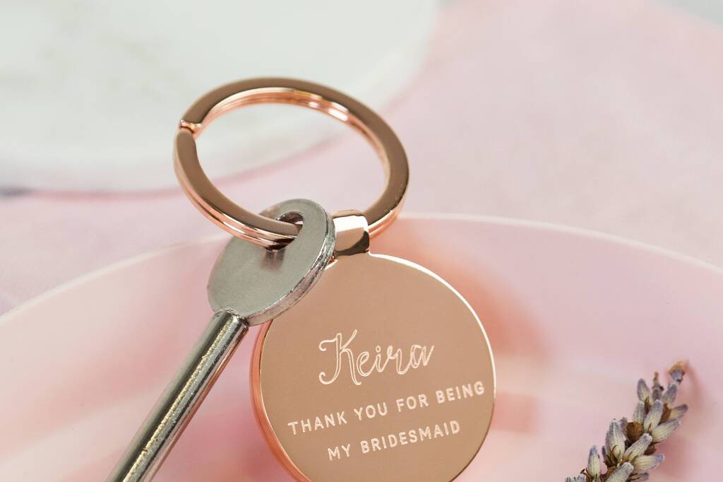 Personalised THANK YOU Bridesmaid Groom Wedding Photo Keyring Presents Gifts