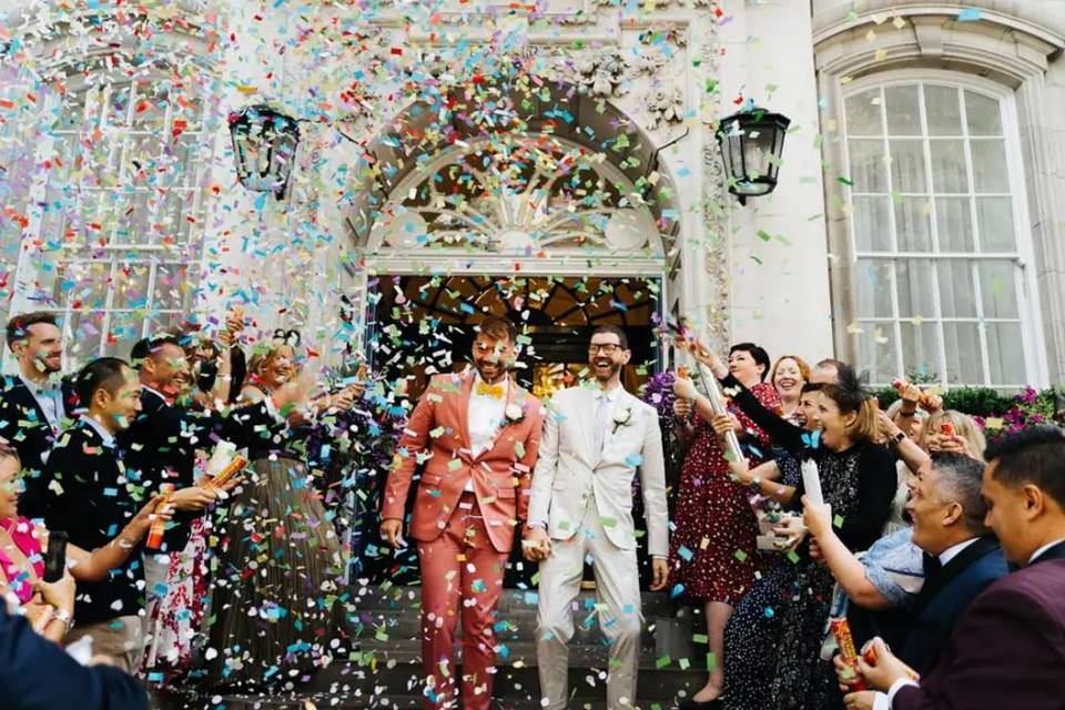 Couple exiting their ceremony 