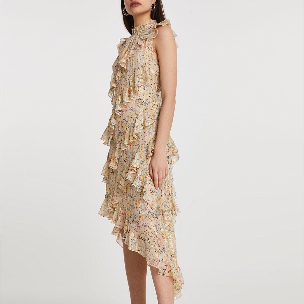 High neck pastel floral dress