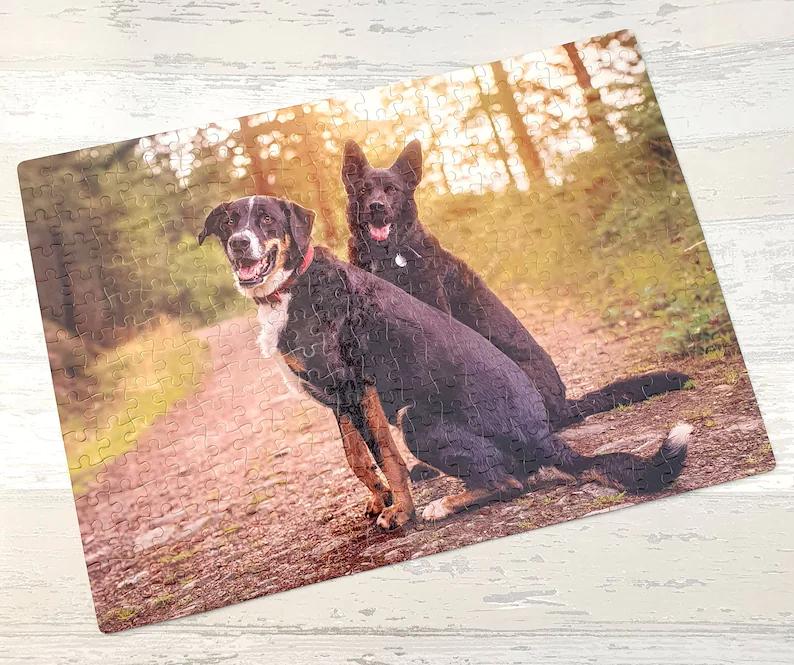 Jigsaw Puzzle of German Shepherd lying on a welcome mat at the front