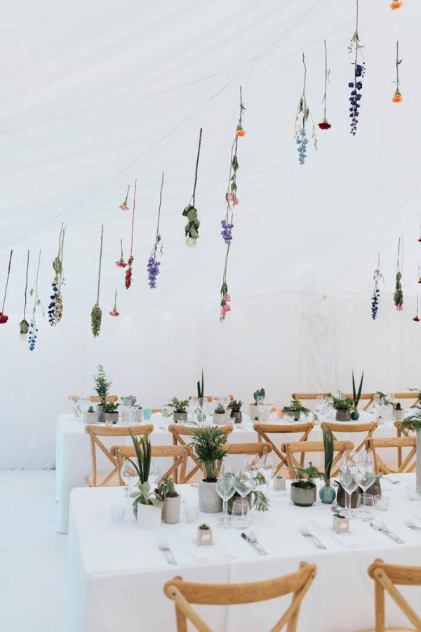 How to hang flowers shop from ceiling