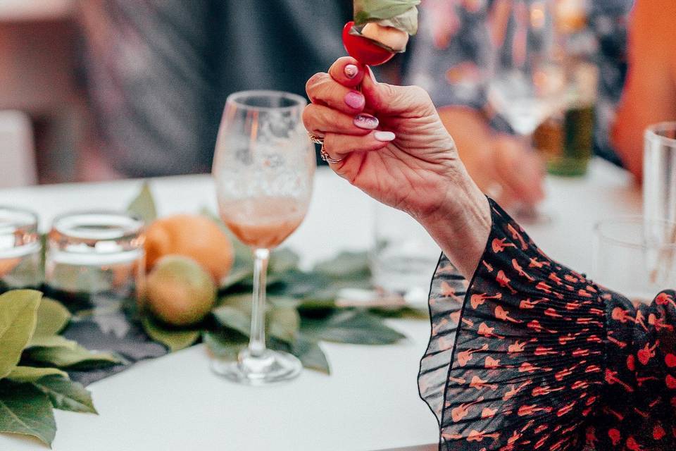 wedding guest holding a canape