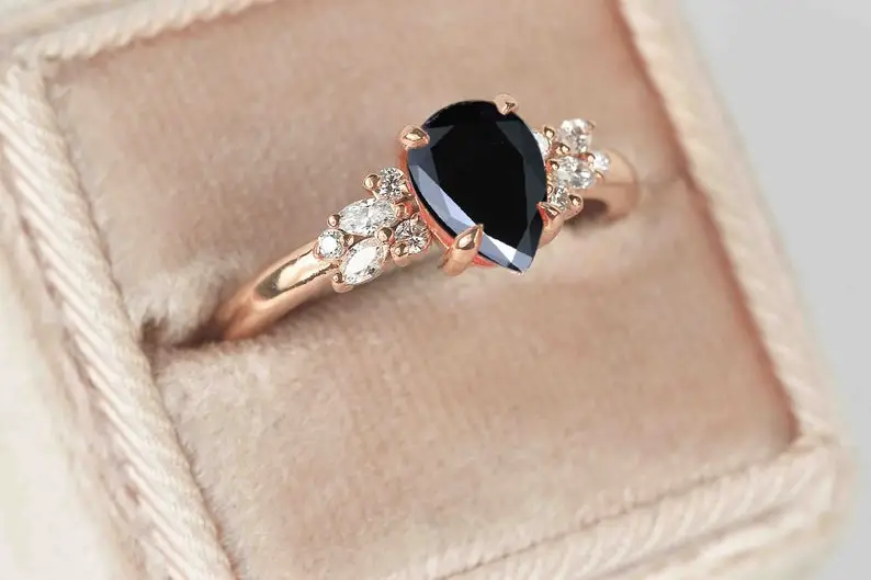 1 Gram Gold Forming Black Stone With Diamond Fashionable Design Ring -  Style A743 – Soni Fashion®