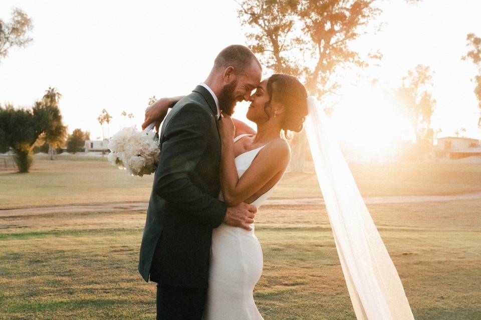 Bride and groom at an average 2021 wedding 