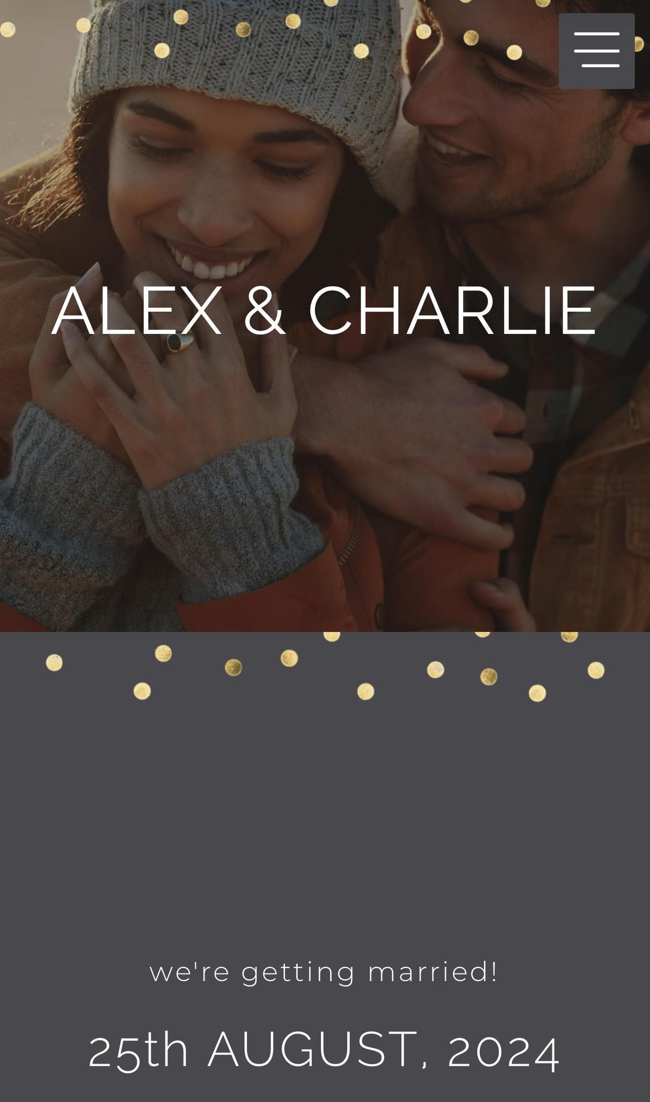 Confetti Hitched wedding website theme