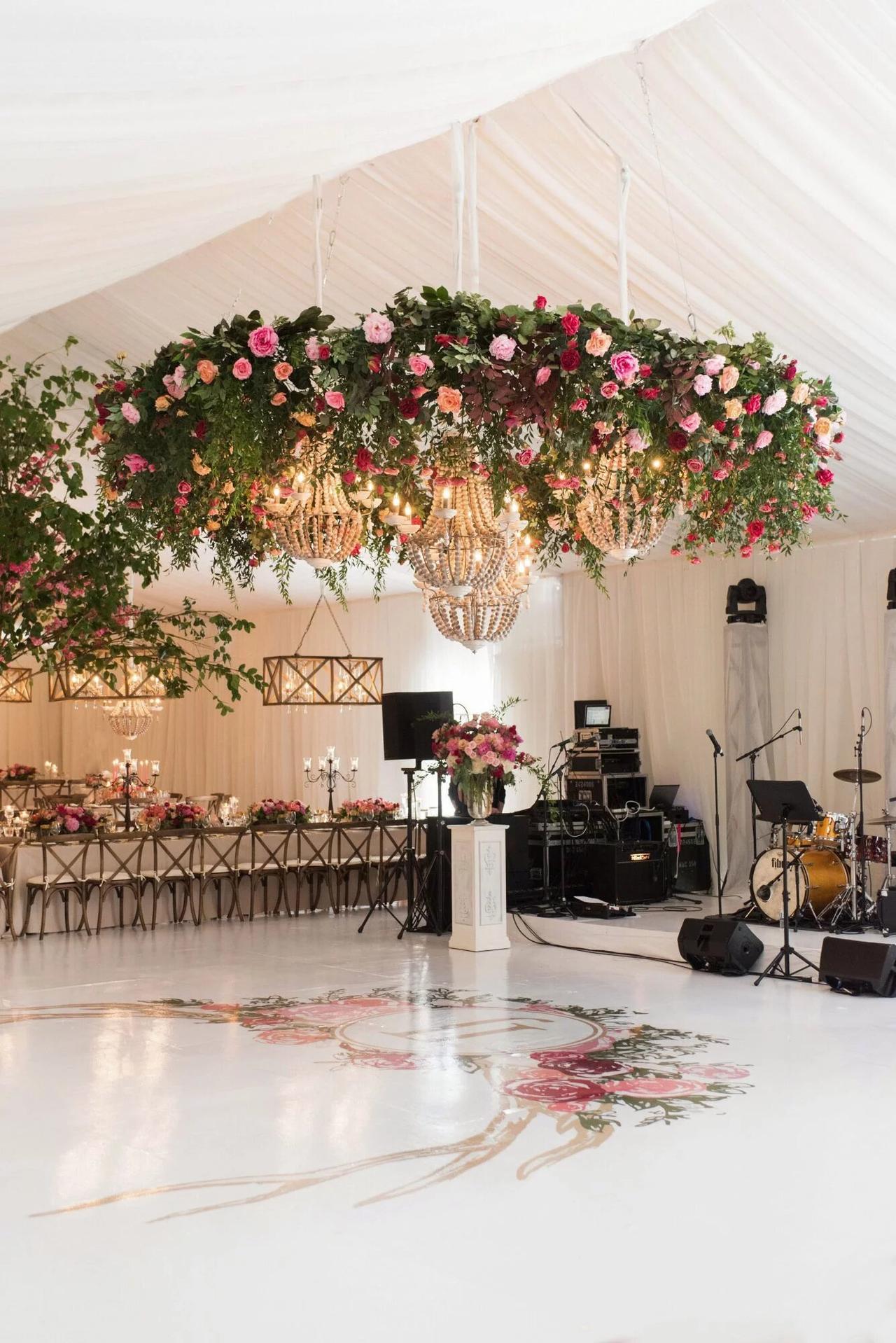 Hanging Greenery Installation in Industrial Reception Space