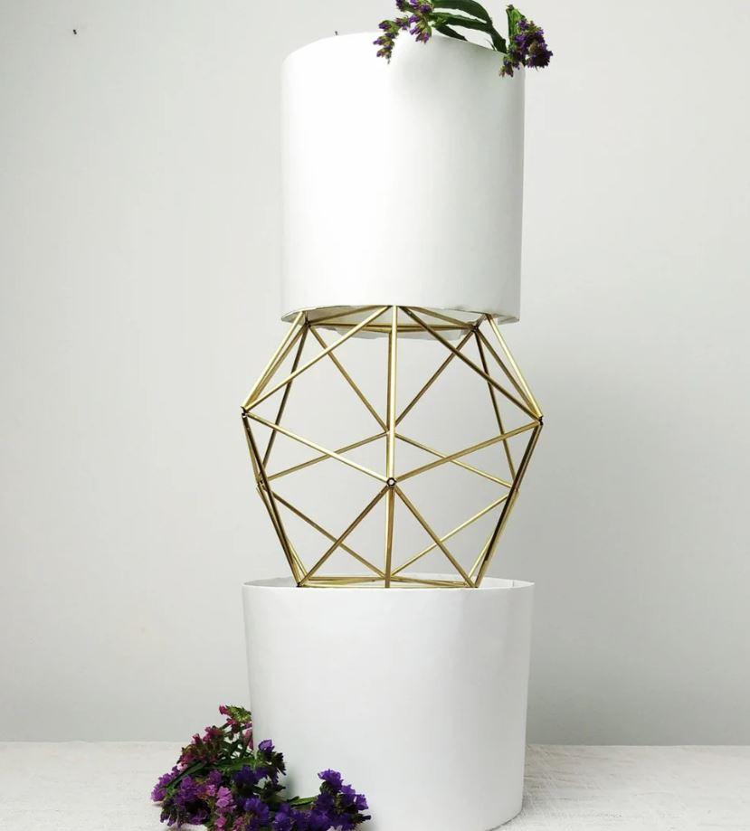 geometric wedding cake spacer 