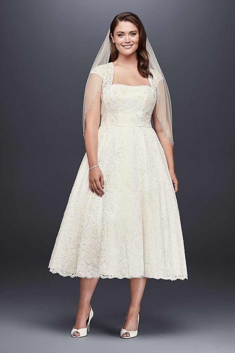 Plus size ankle hot sale length wedding dresses