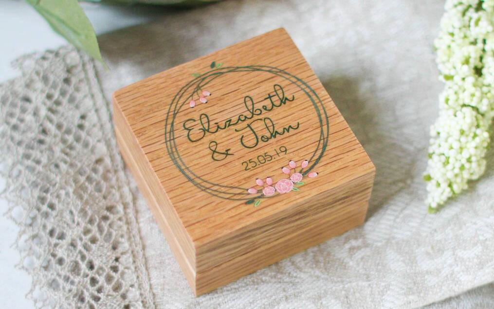 Personalised Velvet Wedding Ring Box, Double Ring Box, Wedding Ceremony  Ring Box | CLO