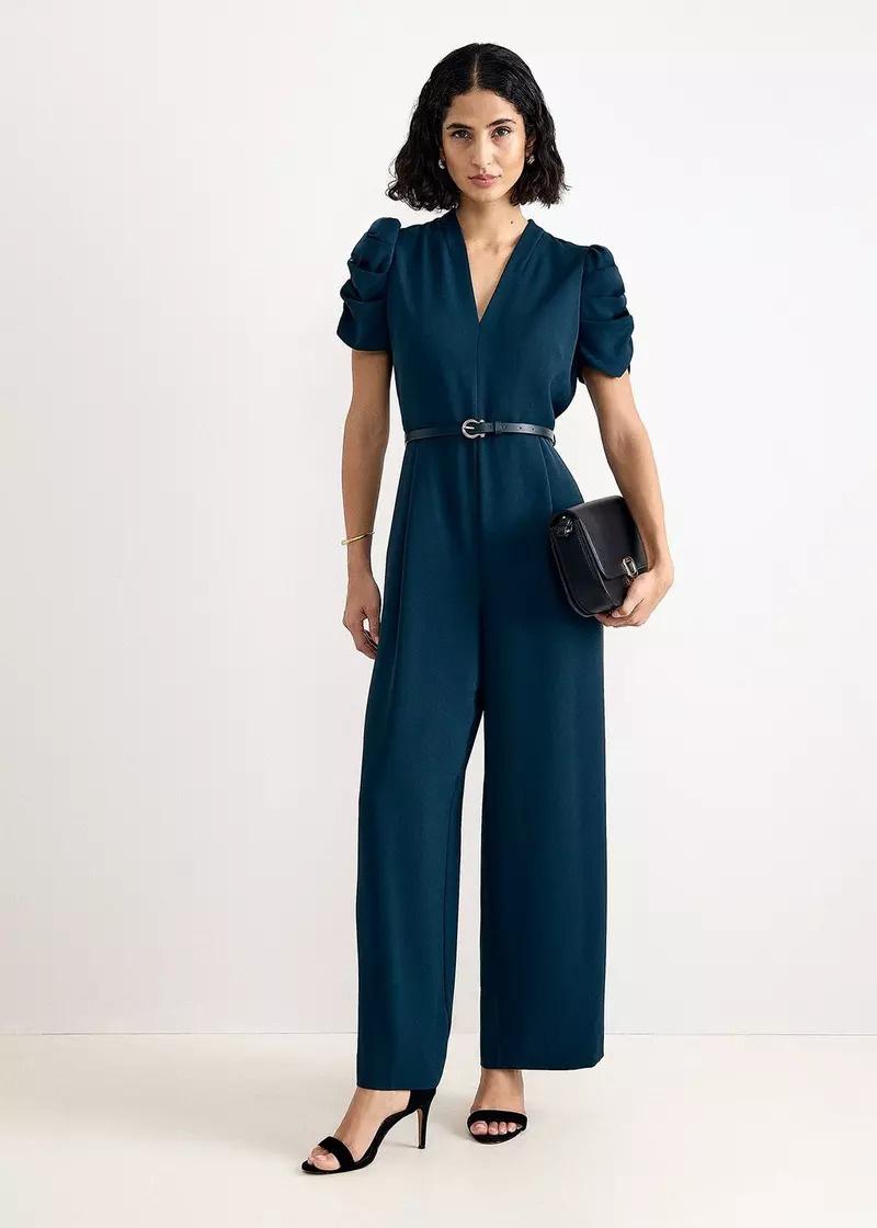Petite Natasha Ruched Sleeve Wide Leg Jumpsuit – Phase Eight