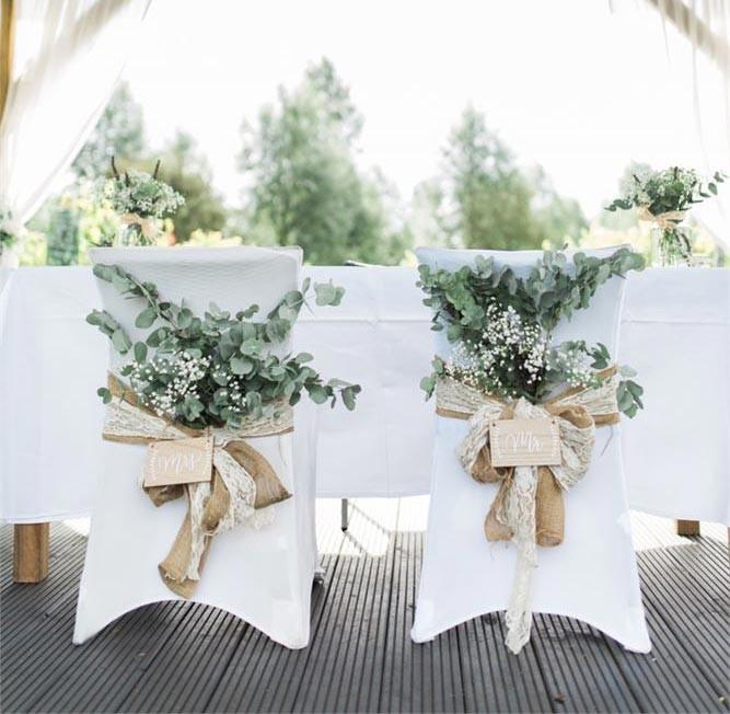 mauve wedding chair sashes