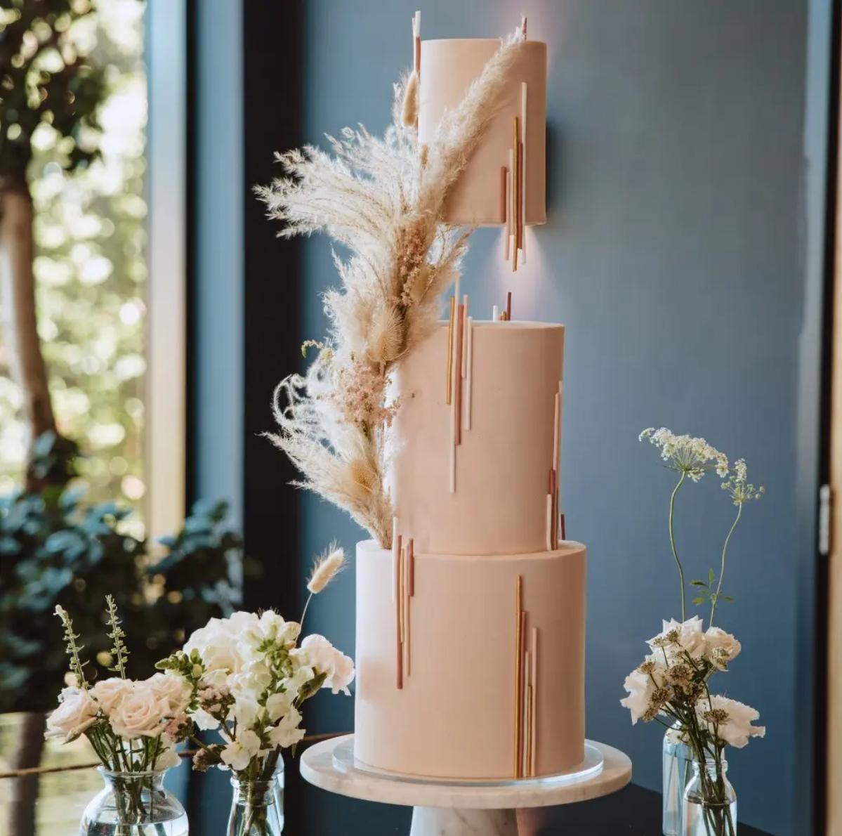 3 Tier White Wedding Cake | rebakerscake