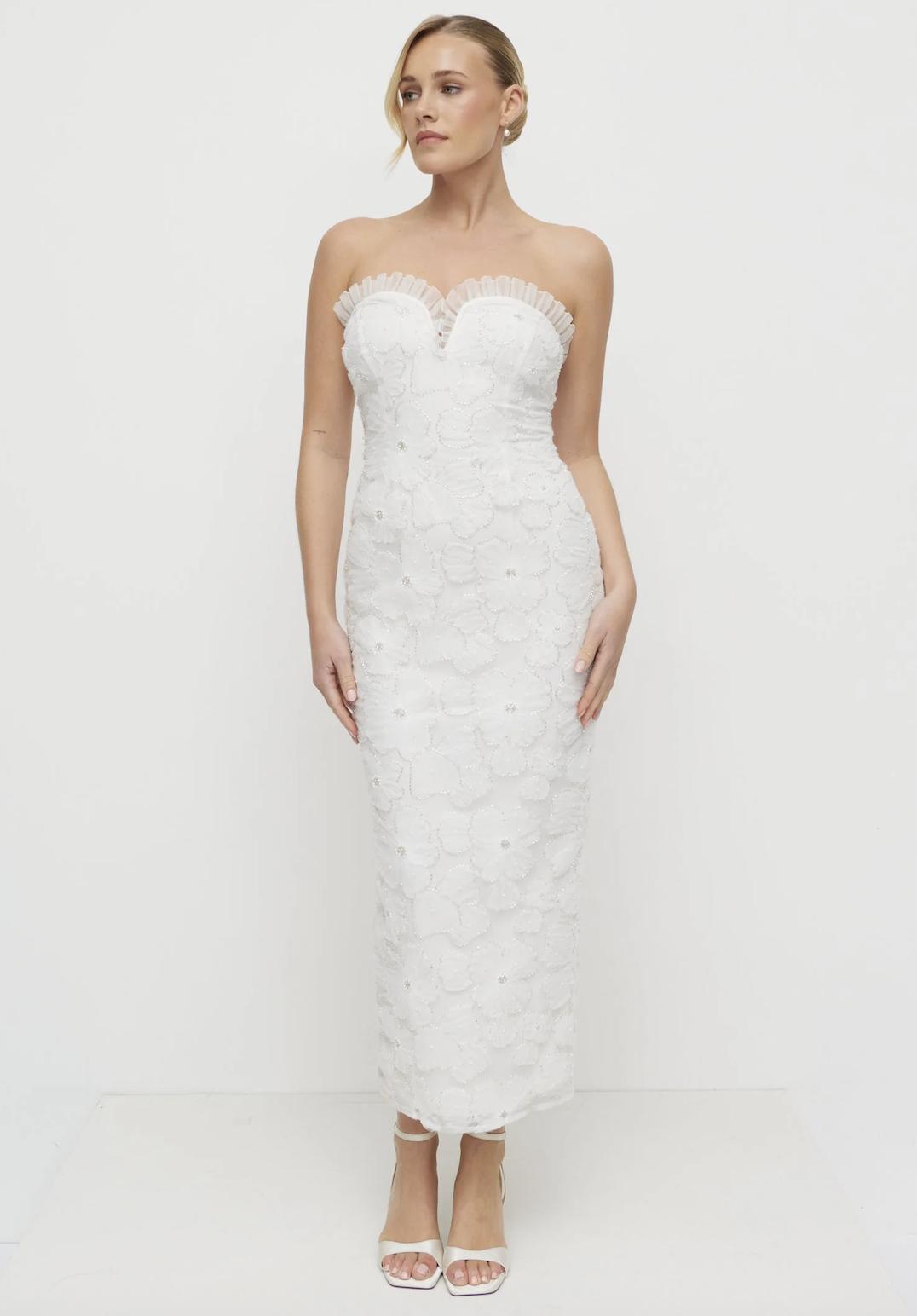 sweetheart neckline textured wedding dress from Pretty Lavish