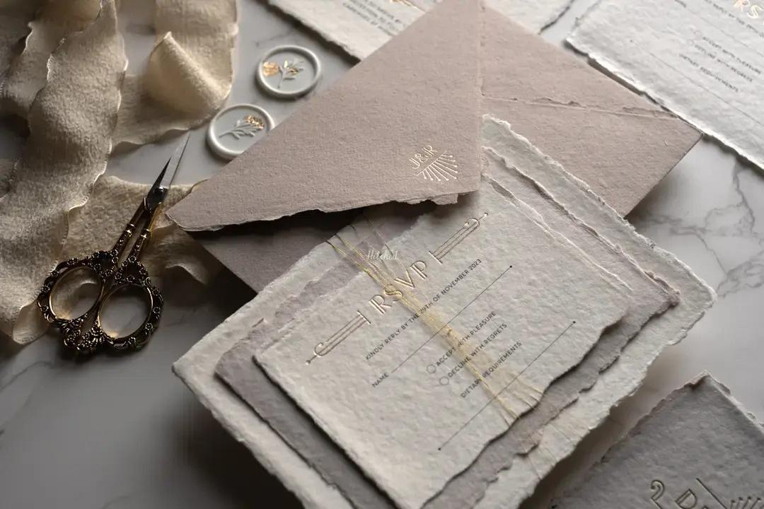 photograph of wedding invitation