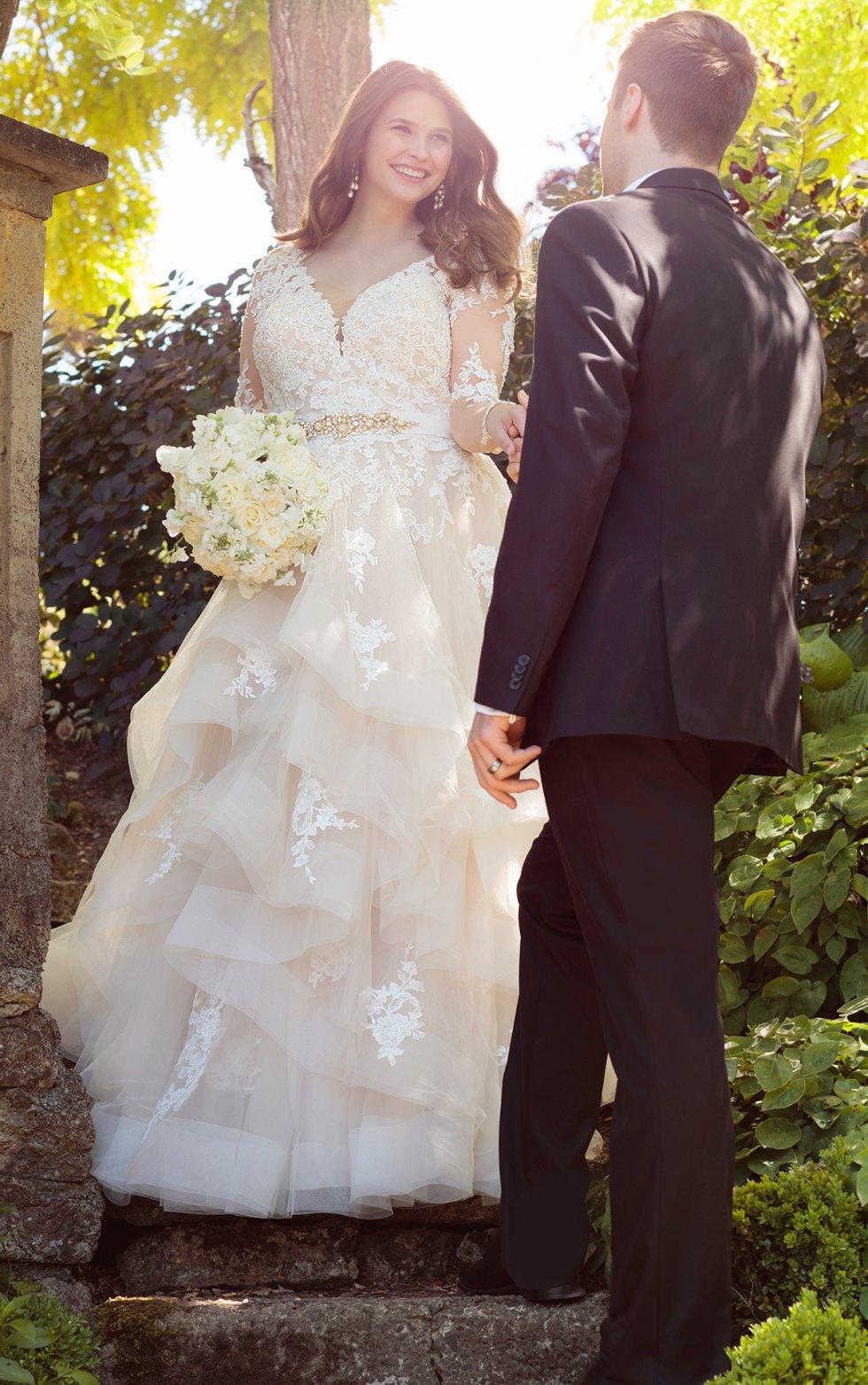 Joy  Tulle Corset Wedding Gown with Balloon Sleeves - Darling