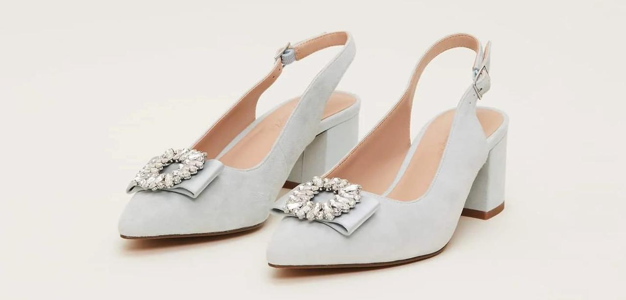 Satin Almond Toe Block Heel with Pearls Ankle Strap - Wedding Heels, Bridal  Shoes, Bridesmaids Shoes