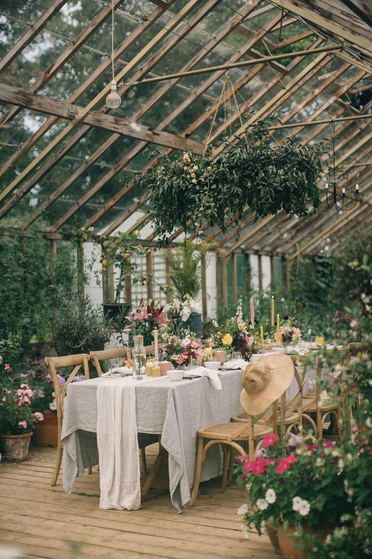 Intimate garden wedding setting