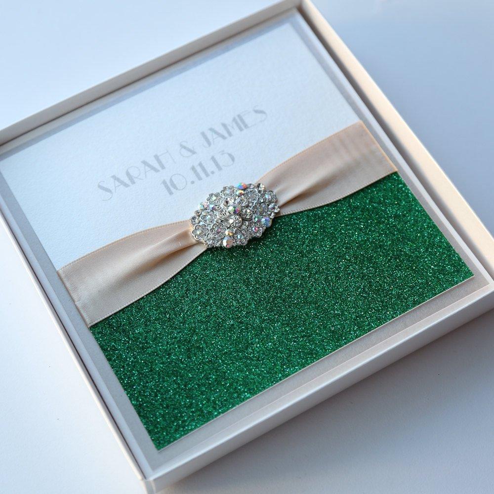 Glitter Sparkly Bling Handmade Personalised Luxury Wedding Invitation Sample 