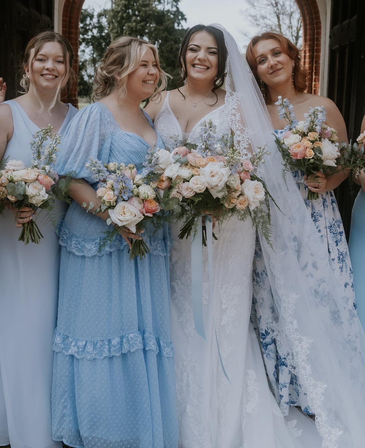 Mismatched Blue Floral Bridesmaid Dresses: How to Make It Work?