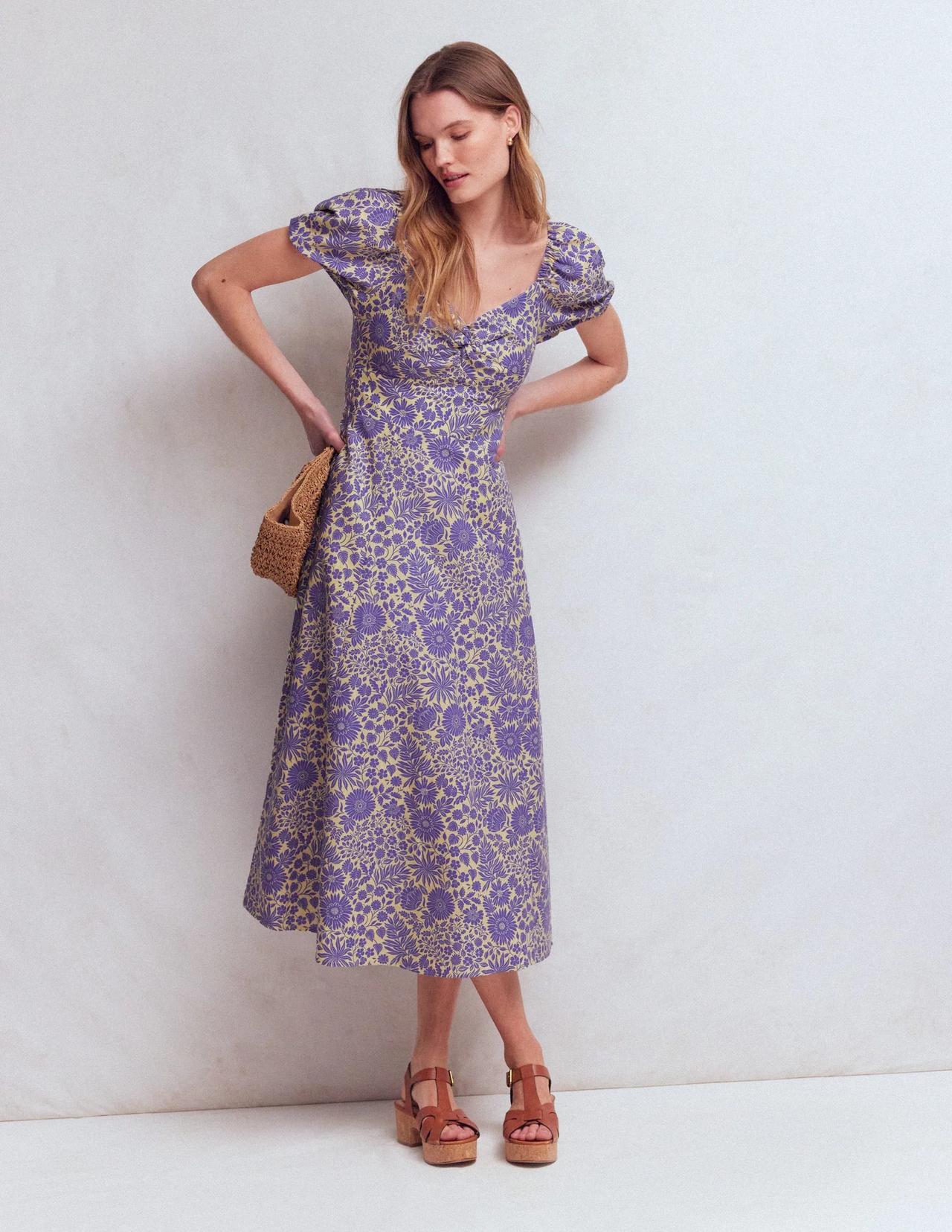 Boden Twist Front Linen Blend Dress 
