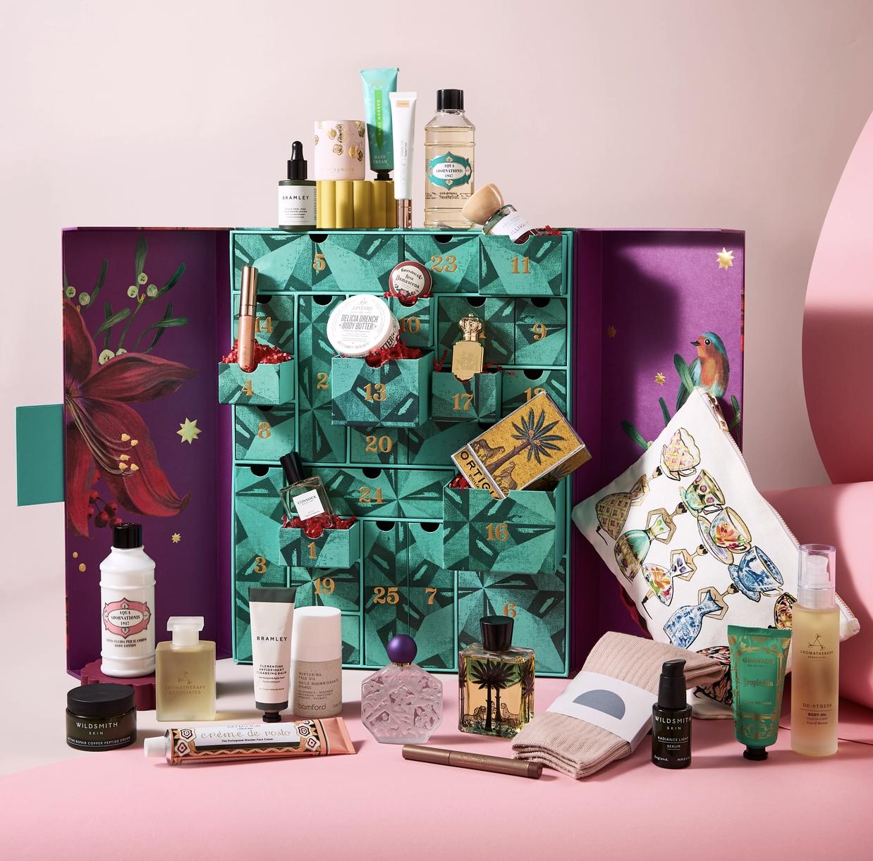 Fortnum and Mason's 2026 advent calendar opened displaying gifts