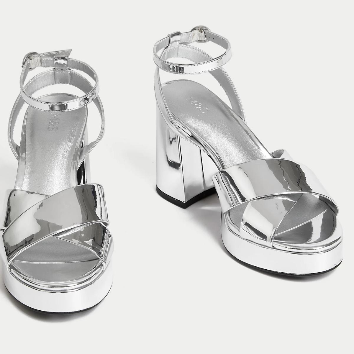 Silver platform hot sale wedding shoes