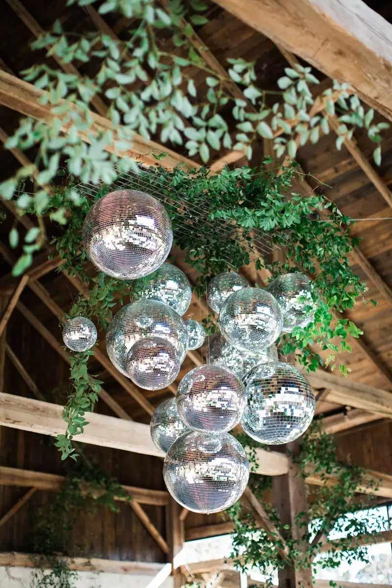 Gold Mirrored Disco Ball 15 1/2 Hanging Decoration