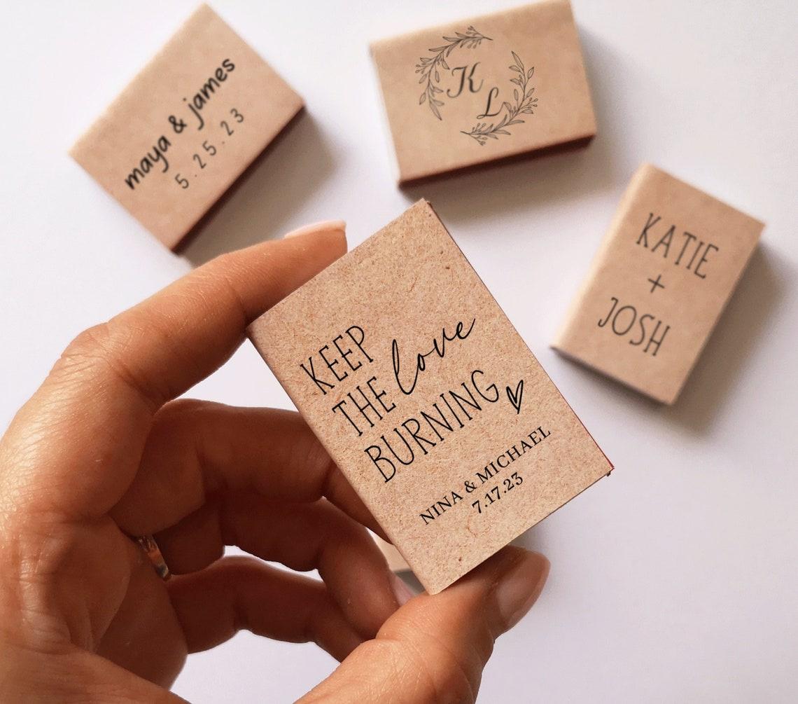 personalised match box wedding favours