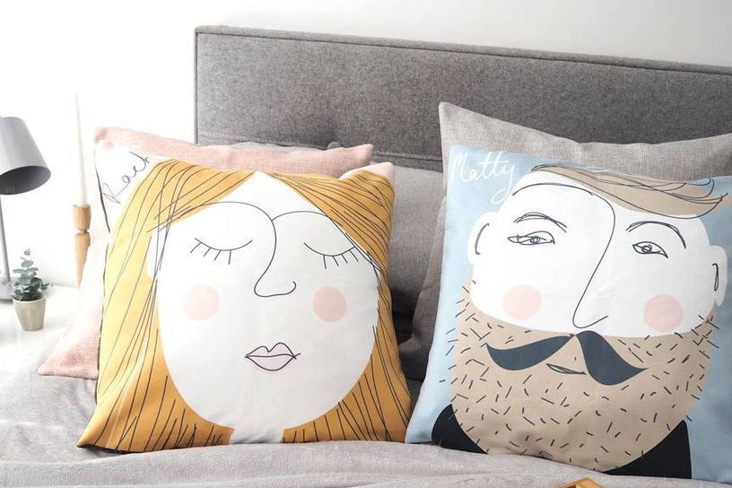 Illustrated couples cushions