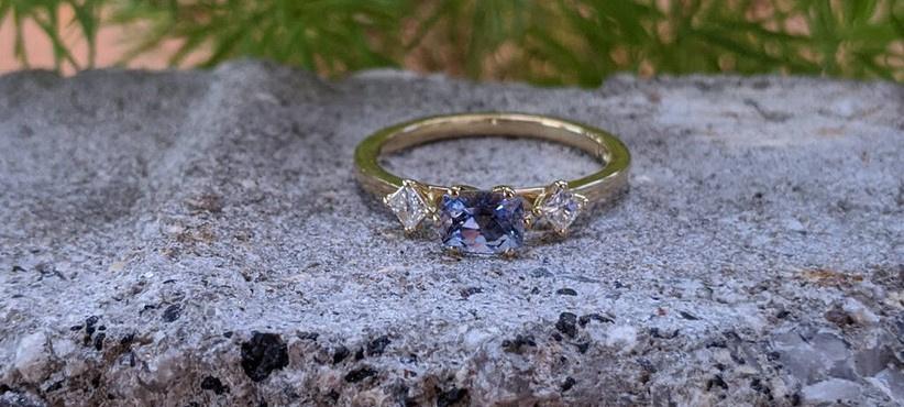 Naya 4.97 Carat Blue Sapphire Engagement Ring with Trillion Diamonds –  Unique Engagement Rings NYC | Custom Jewelry by Dana Walden Bridal