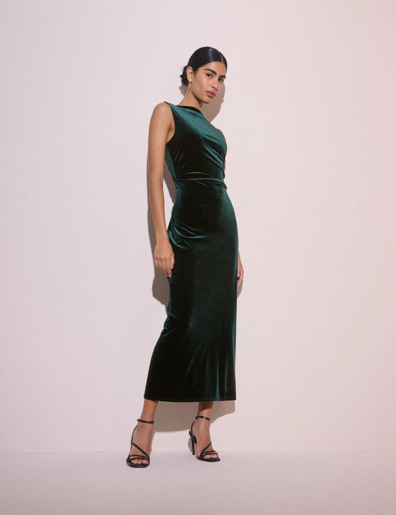 Emerald Green Velvet Margot Midi Dress – Nobody's Child