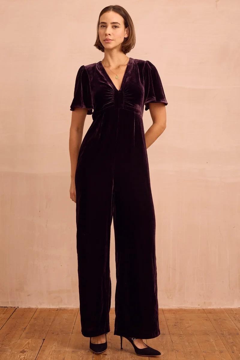 Anais Velvet V-Neck Jumpsuit – Aspiga