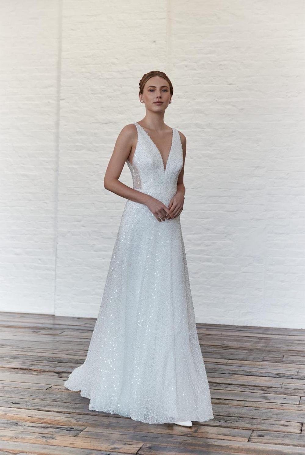 Mermaid Vintage Beaded Lace Bridal Gown with Deep V Neck Court Train W –  SheerGirl