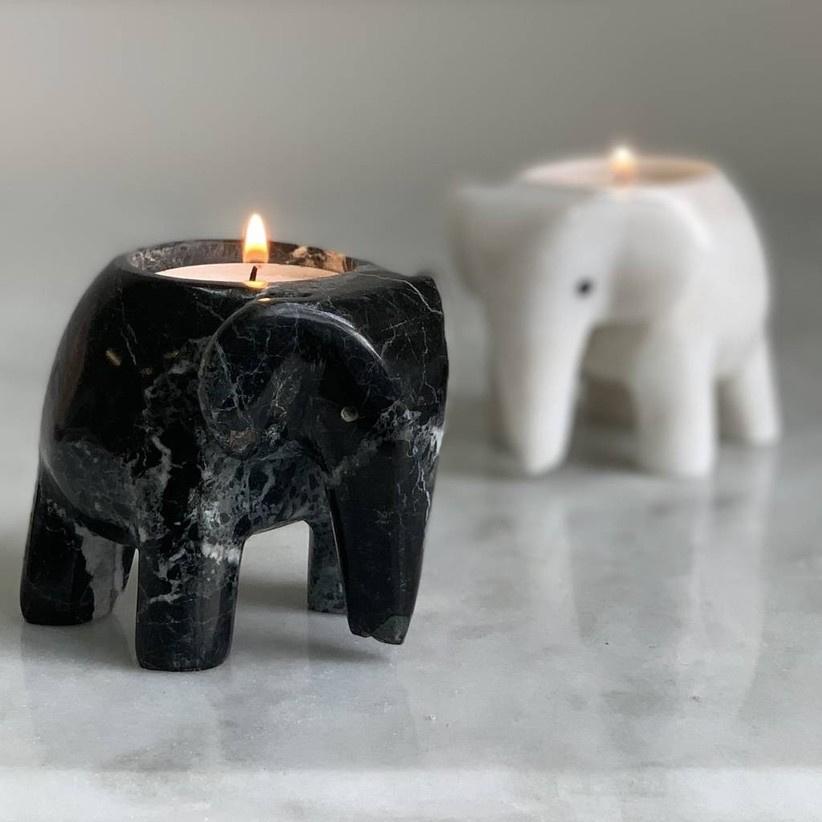 Tealight Holder Wooden Hand Carved Elephant Design For 3 Tealights UK 