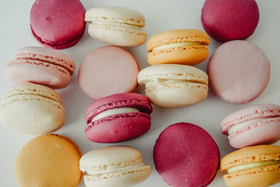 Macaroons in pink and yellow tones