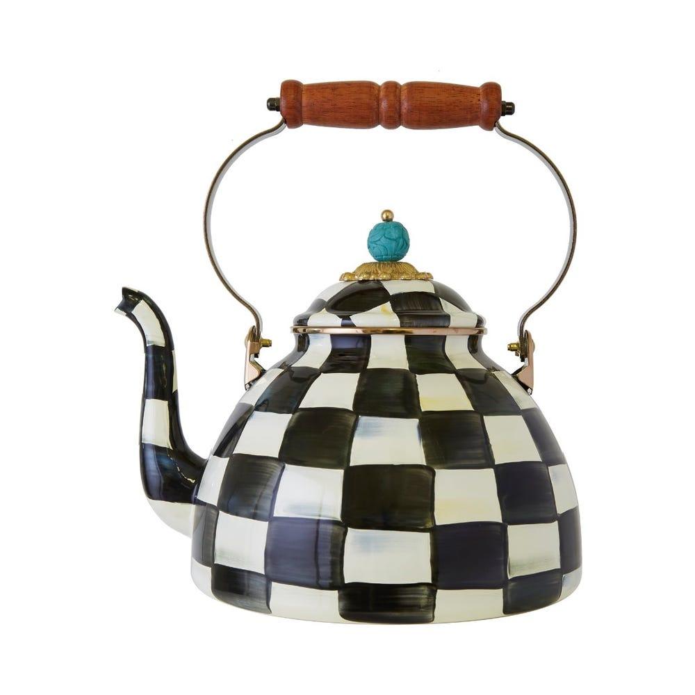 checked tea kettle