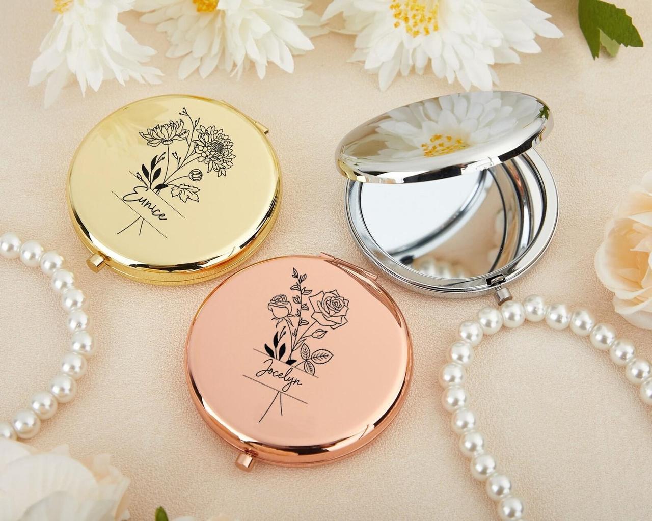 BGS By Sadya Engraved Birth Flower Mirror