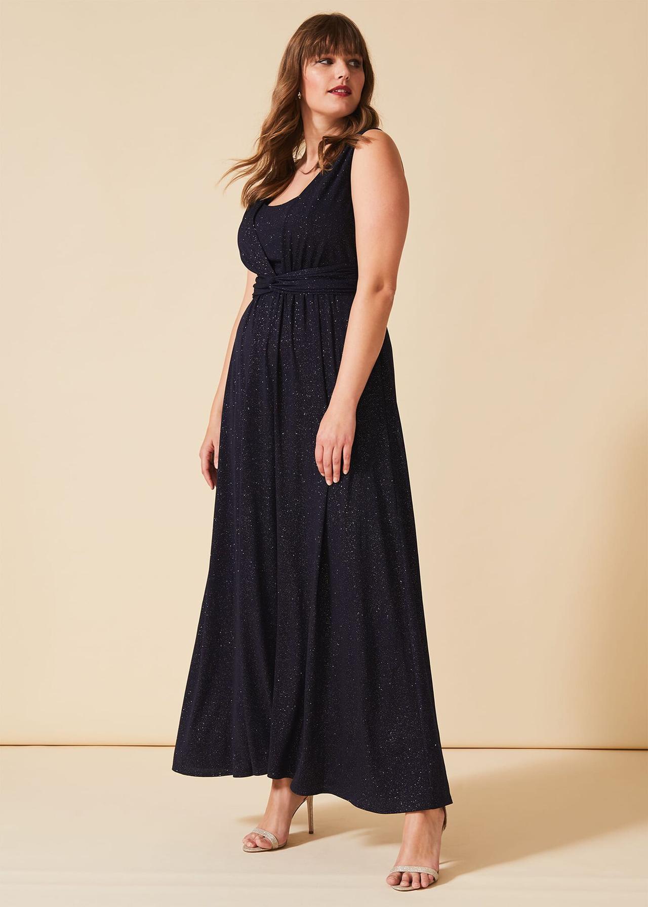 navy sleeveless sparkly bridesmaid dress