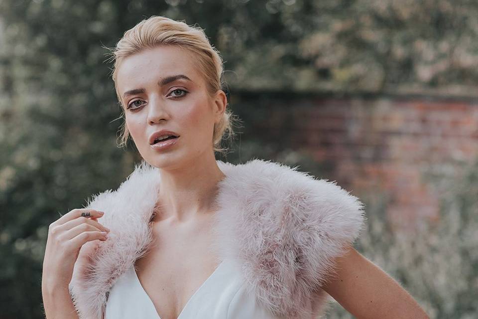 Blush Pink fluffy bridal cover up