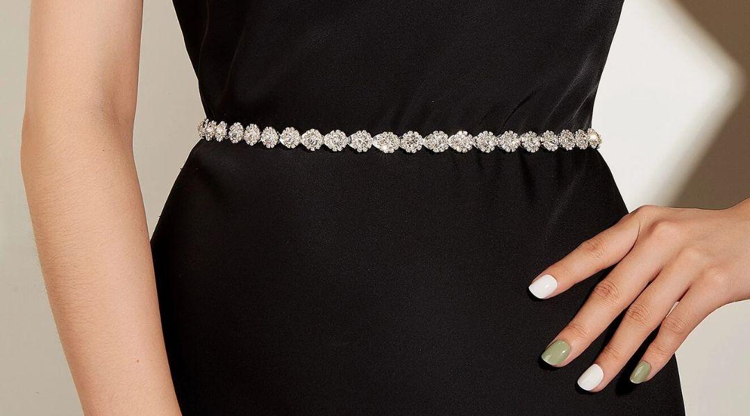 dainty diamante sparkly belt for bridesmaid dress