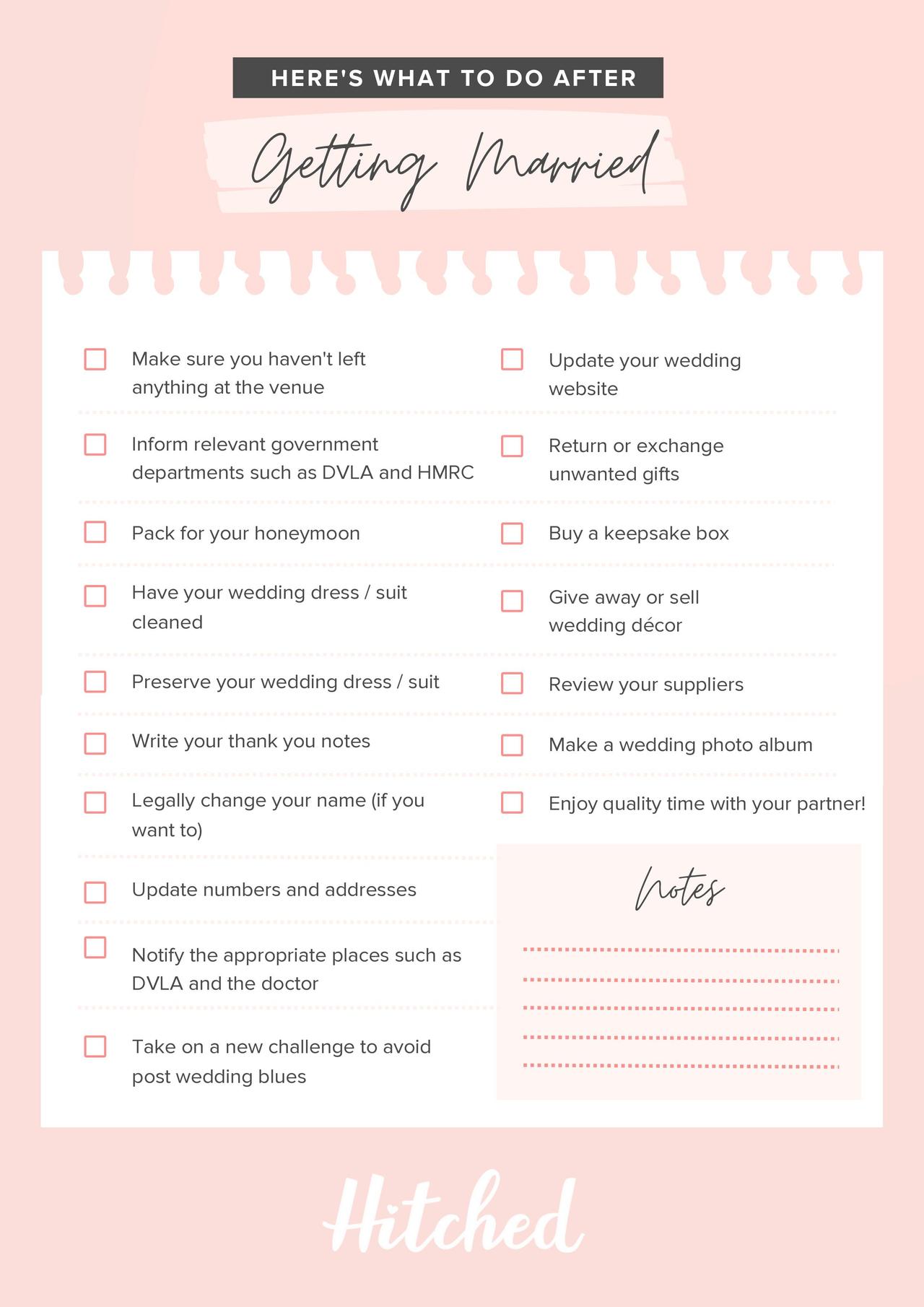 After Wedding Checklist: What to Do After Your Wedding - hitched.co.uk