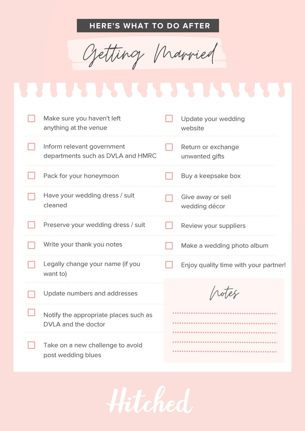 after wedding checklist what to do after your wedding hitched co uk